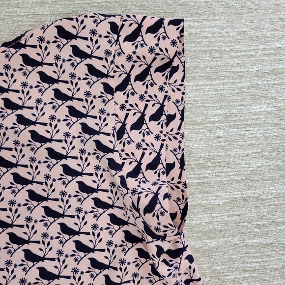 Charlotte Russe Bird Top Womens Small Pink Blue Pleated Back Zipper Round Neck - Picture 6 of 13